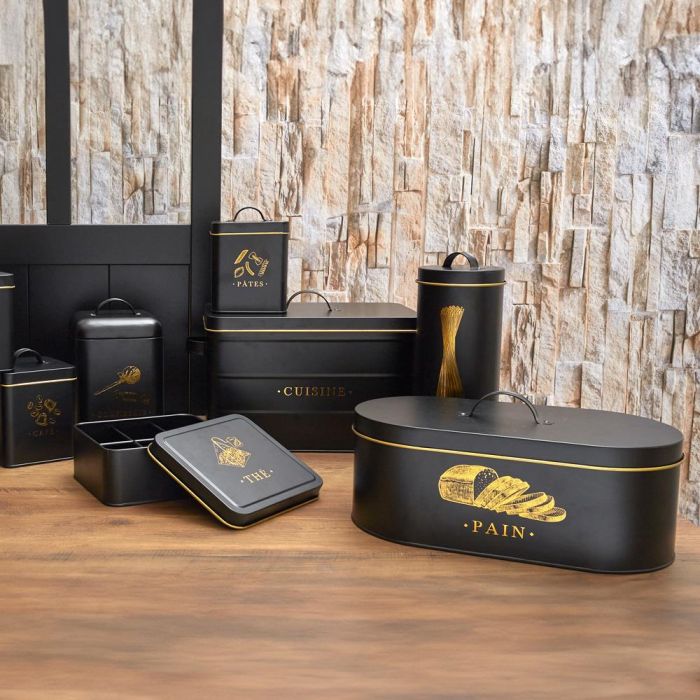 Cook Concept Caja Metal "Pain" Lounge - Negro mate con dorado, 34x18x17 cm 4 Cook Concept Caja Metal "Pain" Lounge - Negro mate con dorado, 34x18x17 cm 4