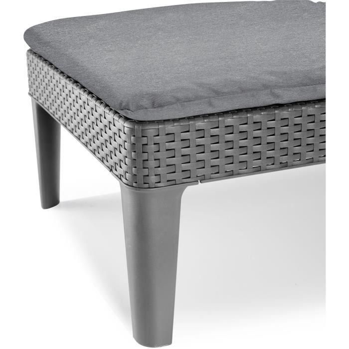 ALLIBERT by KETER Tumbona Jaipur 4 Posiciones de Resina Imitación Ratán Tejido Gris Oscuro con Cojín 187x58x29 cm 5