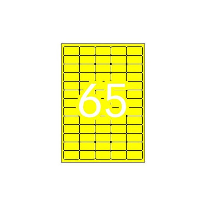 Etiquetas Adh.Impr.Apli A4 Color Amarillo Fluor C.Rectos Pack De 20H 38,1X21,2 Mm 1300 Uds.(15074)