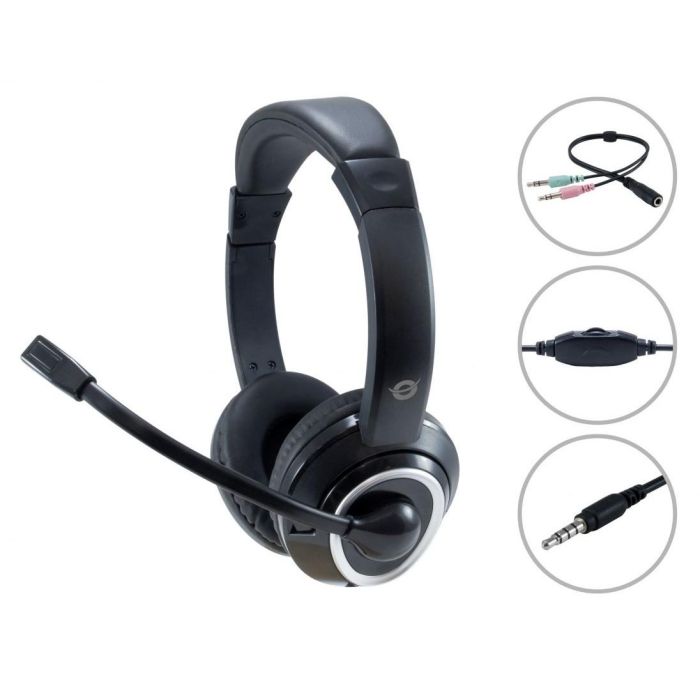 Conceptronic Auriculares Jack 3.5 mm con Micrófono Flexible, Control de Volumen, Adaptador 1 a 2 Jacks 3.5 mm, Negro 0 Conceptronic Auriculares Jack 3.5 mm con Micrófono Flexible, Control de Volumen, Adaptador 1 a 2 Jacks 3.5 mm, Negro 0