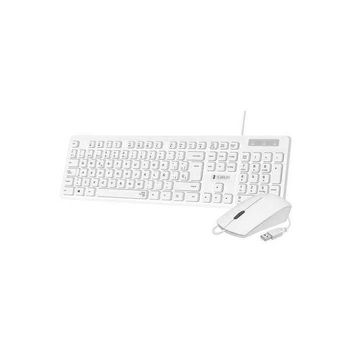SUBBLIM Combo Business Slim Silencioso con cable USB Blanco