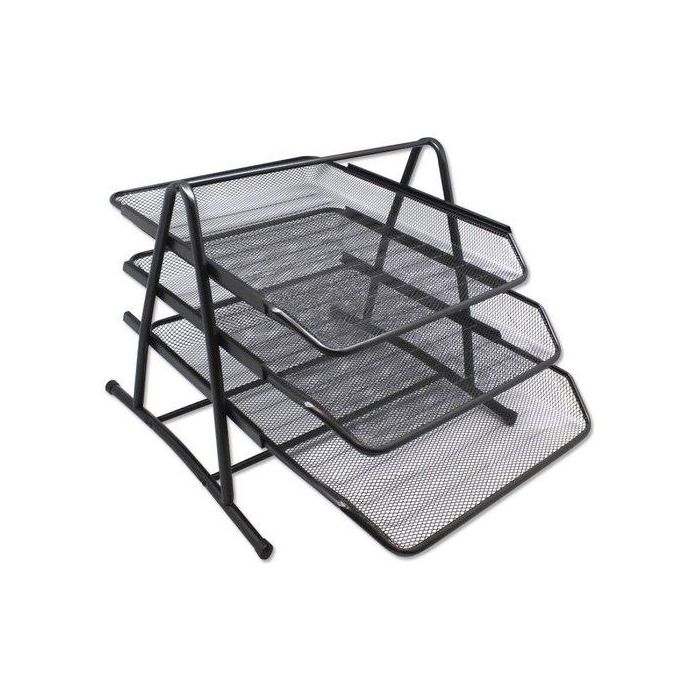 Bandeja Sobremesa Metalica Malla Negra Set De 3