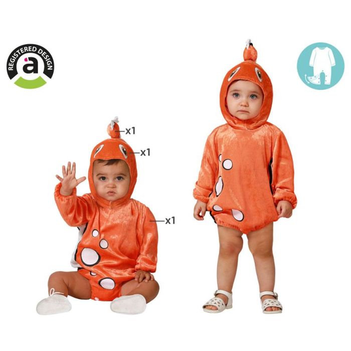 Disfraz Bebé Pez Naranja Unisex con Aleta y Ojos para 6-12 Meses