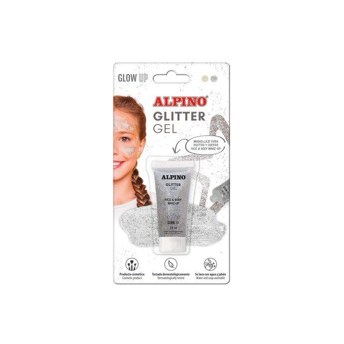Maquillaje Alpino Glitter Metalico Plata Blister De 1