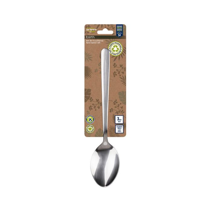 San Ignacio Set 3 Cucharas Acero Inoxidable Reciclado Brillo Earth SG-7777 1 San Ignacio Set 3 Cucharas Acero Inoxidable Reciclado Brillo Earth SG-7777 1