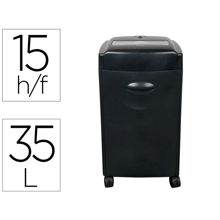 Q-connect Destructora KF15553: 15 Hojas, Corte Partículas 4x30mm, Nivel Seguridad P-4, Papelera 35L, Destruye Grapas, Clips, CDs y Tarjetas 0 Q-connect Destructora KF15553: 15 Hojas, Corte Partículas 4x30mm, Nivel Seguridad P-4, Papelera 35L, Destruye Grapas, Clips, CDs y Tarjetas 0