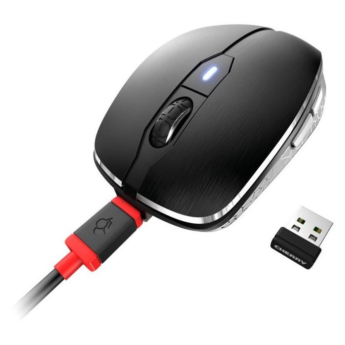 Cherry MW 8C Advanced Ratón Inalámbrico RF Wireless + Bluetooth 3000 DPI Negro Gris Ambidextro Recargable USB-C 5