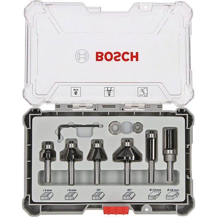 Bosch Professional 2607017468 - Caja de 6 fresas de afeitar/chaflanar/redondear con vástago de 6 mm 2