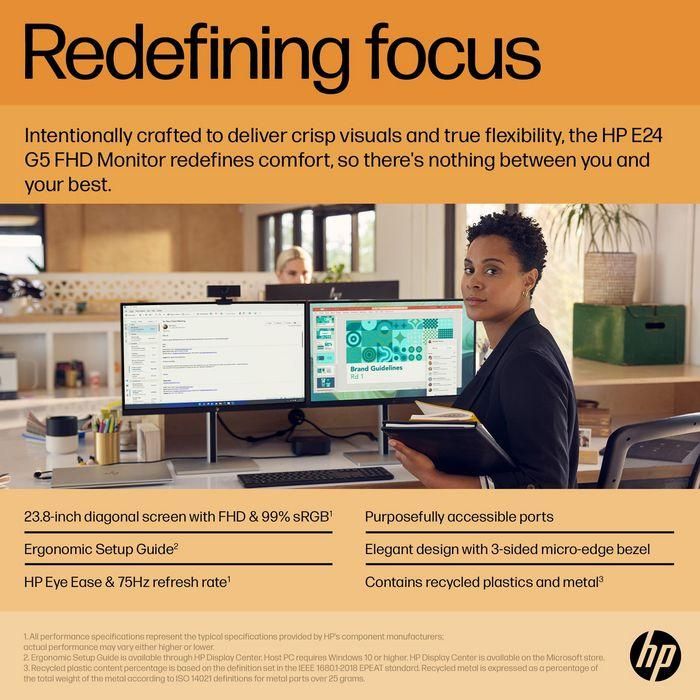 HP E24 G5 Monitor FHD. Pantalla de Confort Personalizado, Visuales Nítidos y Verdadera Flexibilidad para Oficina y Hogar 7