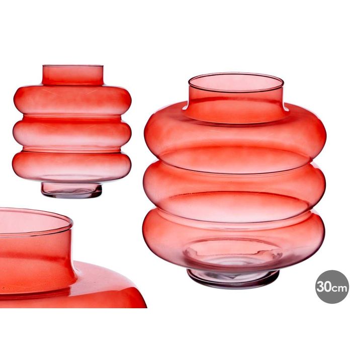 Jarrón de Cristal Triple Esfera Achatada 30 cm Teja - Giftdecor Jarrón de Cristal Triple Esfera Achatada 30 cm Teja - Giftdecor