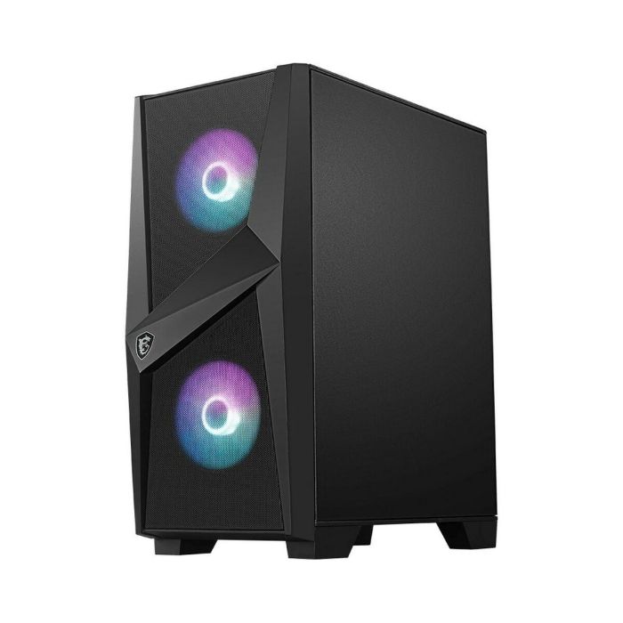MSI MAG Forge 100M Midi Tower Negro Transparente con Iluminación Púrpura y Panel de Vidrio Templado para PC Gaming 3