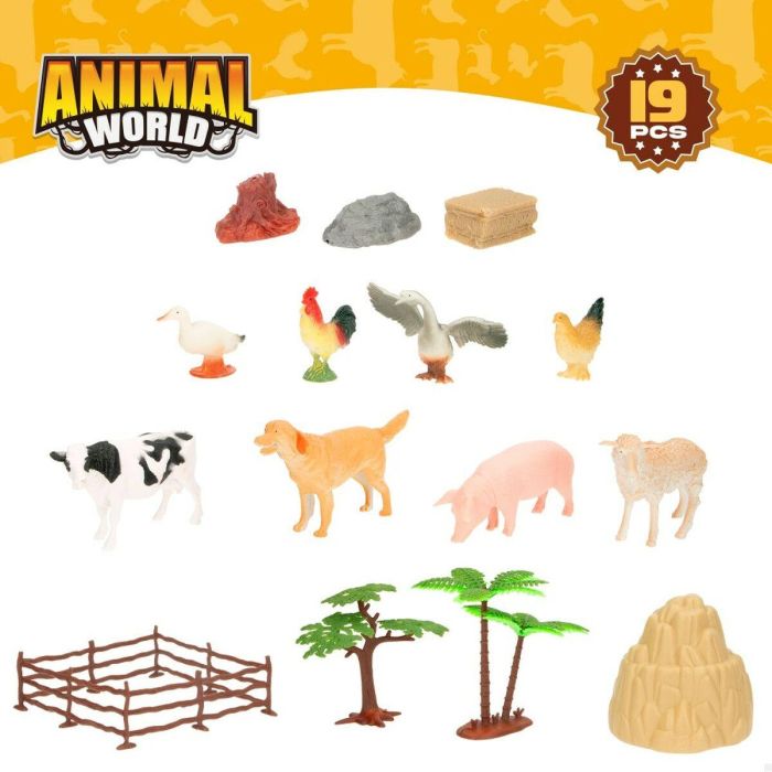 Set de Figuras de Animales Colorbaby 19 piezas Granja Plástico 13 x 8 x 3 cm (6 Unidades) 1