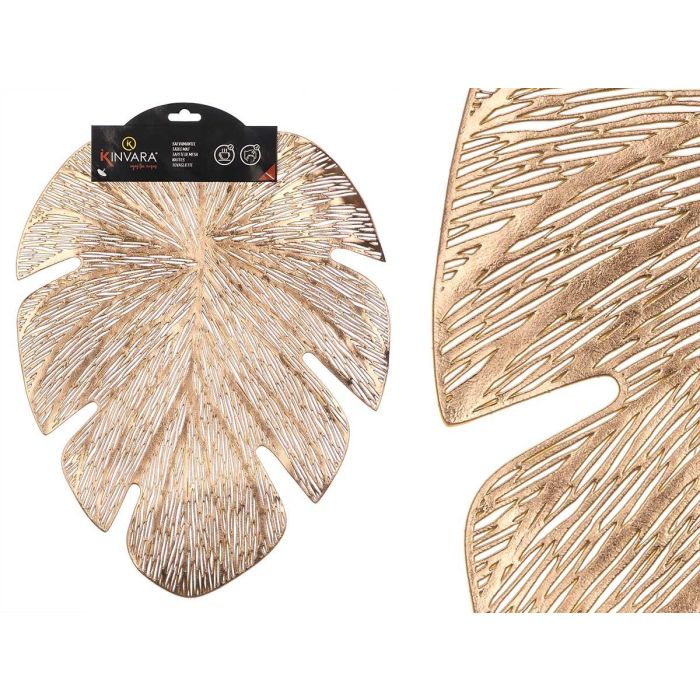 Salvamantel Hoja Dorado Kinvara 36x45 cm - PVC Oro (48 Unidades) Salvamantel Hoja Dorado Kinvara 36x45 cm - PVC Oro (48 Unidades)