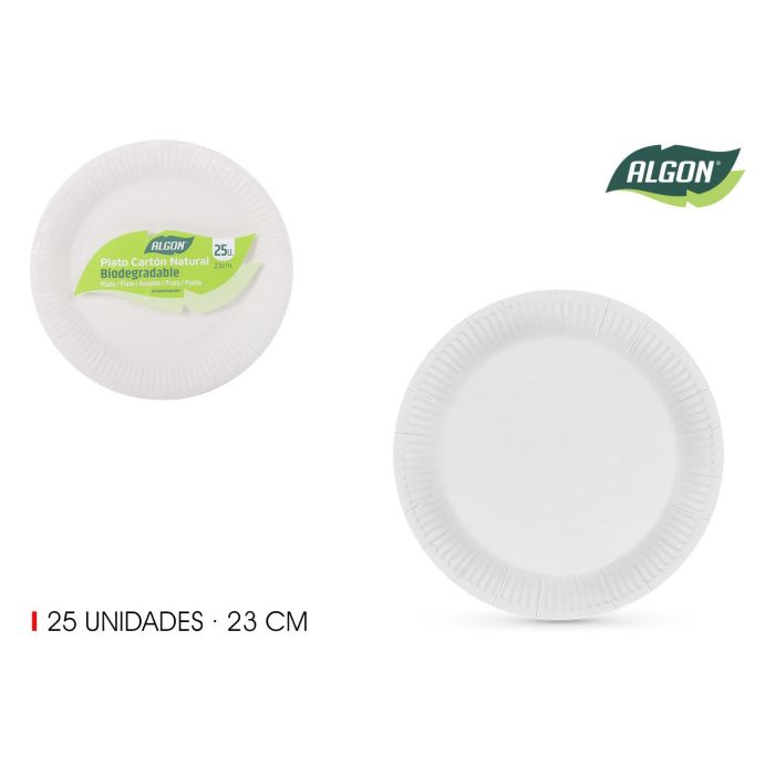 Set de 25 platos redondos Natural 23 cm Algon (18 Unidades) Set de 25 platos redondos Natural 23 cm Algon (18 Unidades)