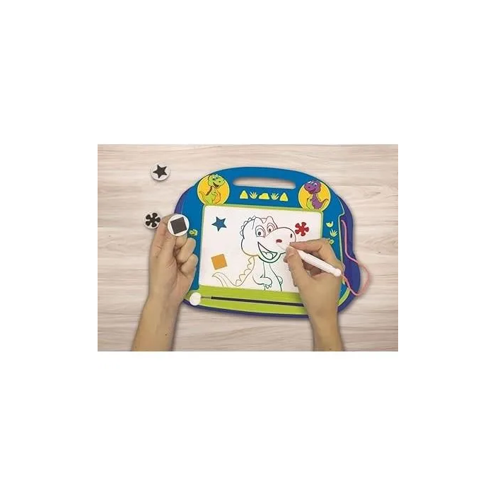 Lexibook LEX1693243073692 Pizarra Mágica Dinosaurios A5 con Accesorios Magnéticos y Lápiz para Niños a partir de 3 Años 1