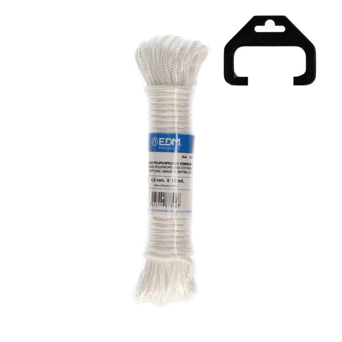 Edm Cordón trenzado polipropileno tendedero 4,5 mm x 10 m, resistencia 205 kg, para exteriores, camping y náutica 0 Edm Cordón trenzado polipropileno tendedero 4,5 mm x 10 m, resistencia 205 kg, para exteriores, camping y náutica 0