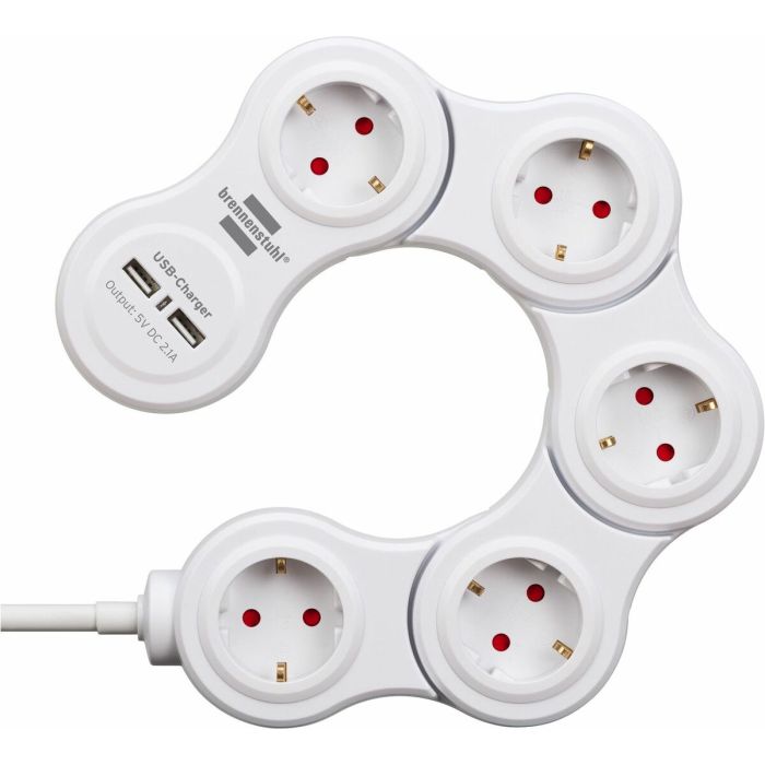 Regleta Enchufes 5 Tomas con Interruptor Brennenstuhl Vario-Power Blanco 3600 W USB x 2 (1,4 m) 11 Regleta Enchufes 5 Tomas con Interruptor Brennenstuhl Vario-Power Blanco 3600 W USB x 2 (1,4 m) 11