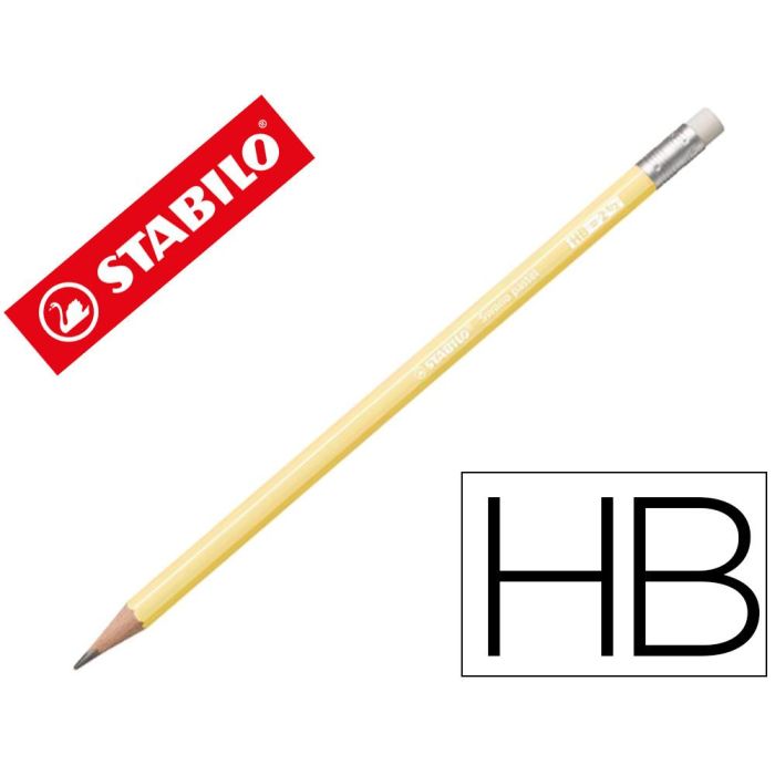 Stabilo Swano Lapiz Grafito Con Goma Pastel Amarillo -12U-