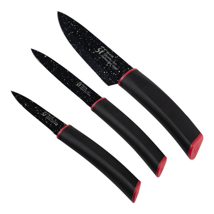 San Ignacio Juego de 3 Cuchillos Acero Inoxidable con Revestimiento de Mármol - Chef, Multiusos y Pelar