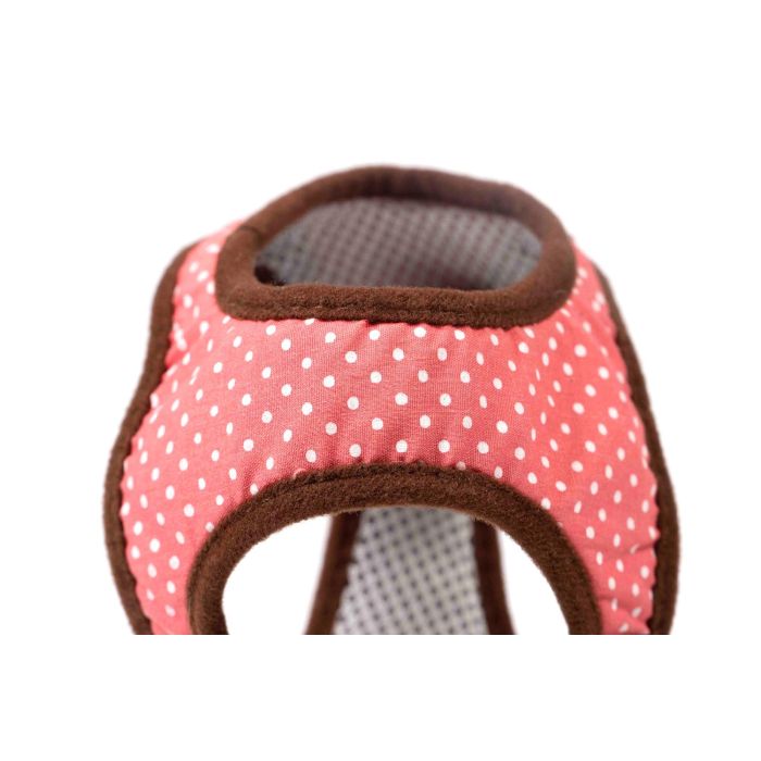 Gloria Petral para Perro Puntos Rosa XS Cuello 17-22 cm Pecho 20-25 cm Malla Transpirable Acolchado Ajuste Velcro Cierre Rápido 3