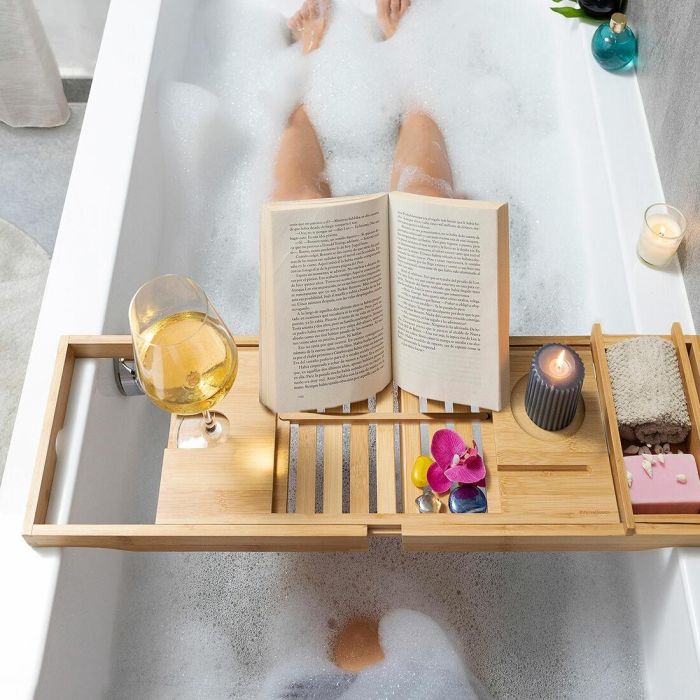 Bandeja para Bañera de Bambú Extensible Trayth InnovaGoods 0 Bandeja para Bañera de Bambú Extensible Trayth InnovaGoods 0