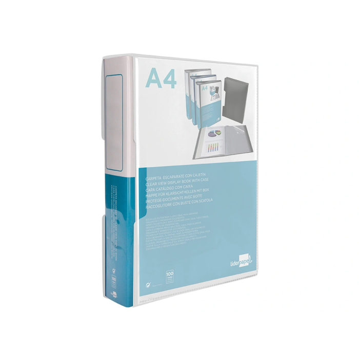 Liderpapel Carpeta Personalizable A4 con 100 Fundas Transparentes de Polipropileno y Cajetín 8