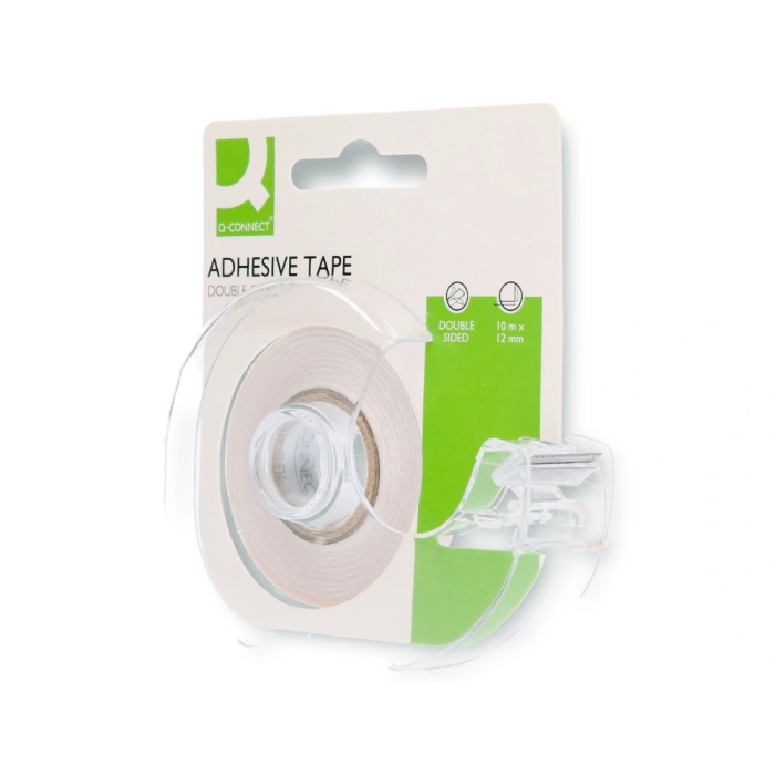 Q-connect Cinta Adhesiva Doble Cara Transparente 10 mt x 12 mm en Portarrollos 8