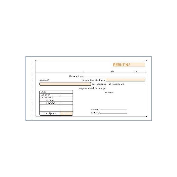 Talonario Catalan Alquiler Iva Duplicado Loan (Set de 10)