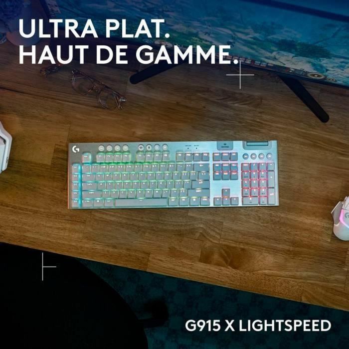 Teclado para juegos - inalámbrico - Logitech G - G915 X - Interruptor táctil - AZERTY - Blanco 5 Teclado para juegos - inalámbrico - Logitech G - G915 X - Interruptor táctil - AZERTY - Blanco 5