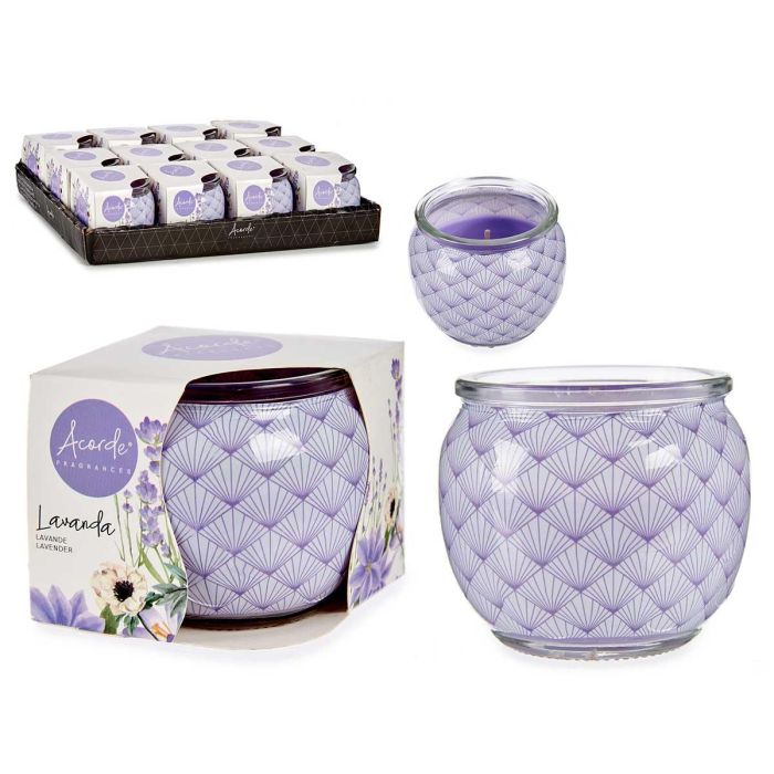 Vela Perfumada Lavanda en Tarro de Cristal Acorde 7.5x6.3x7.5 cm (12 Unidades) Vela Perfumada Lavanda en Tarro de Cristal Acorde 7.5x6.3x7.5 cm (12 Unidades)