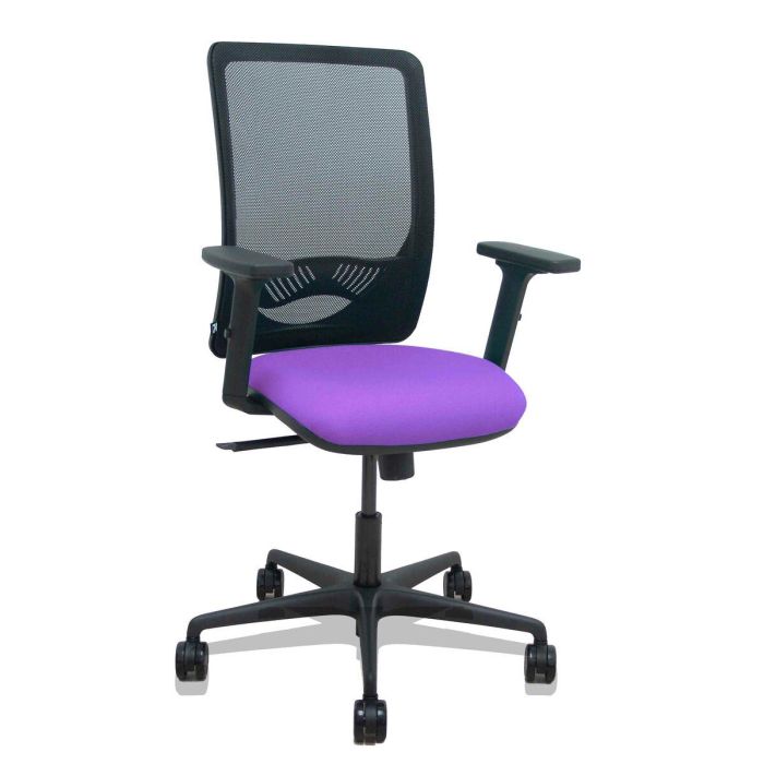 PIQUERAS Y CRESPO Silla Zulema sincro malla negra asiento bali lila brazos 2D ruedas 65mm PIQUERAS Y CRESPO Silla Zulema sincro malla negra asiento bali lila brazos 2D ruedas 65mm