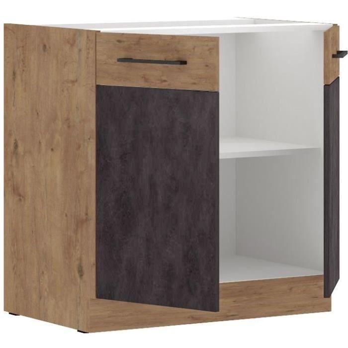 ROCK - Mueble bajo - 80 cm - Roble Lancelot y gris matera - COOK 1