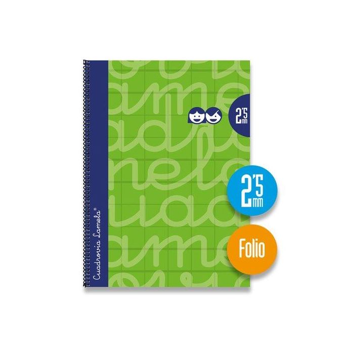 Lamela Bloc Tapa Forrada Fº 80H Cuadrovia 2,5 Mm Verde (Set de 5)