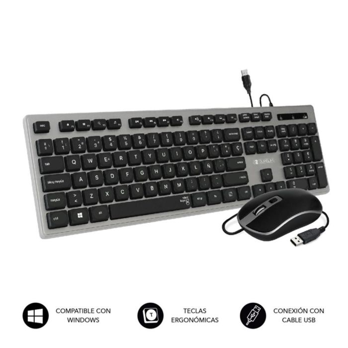 SUBBLIM Teclado Combo Wired Ergo Keys Silent Flat HQ Grey SUBBLIM Teclado Combo Wired Ergo Keys Silent Flat HQ Grey