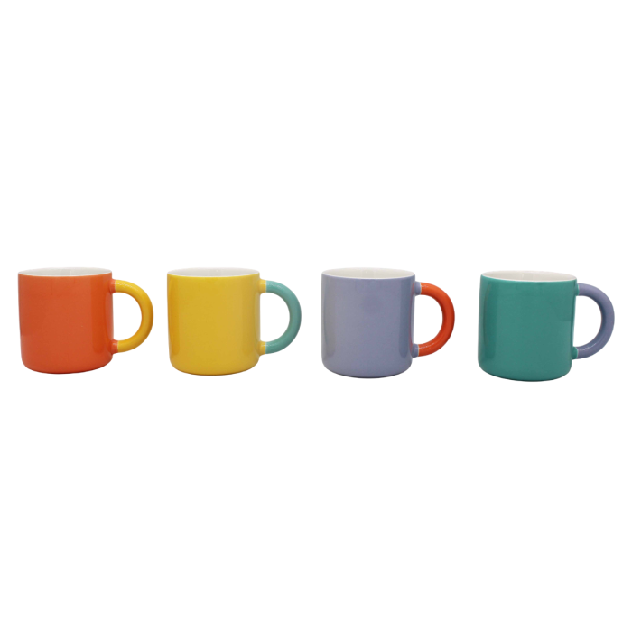DKD Home Decor Mug Moderno Porcelana Naranja Turquesa 350ml 7.5 x 9 x 8.4 cm (12 Unidades)