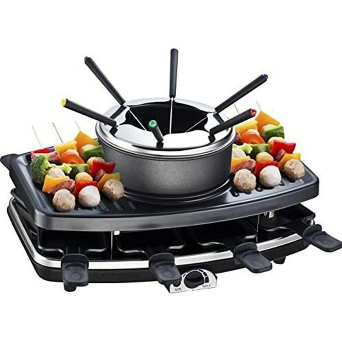 Continental Edison Raclette y Fondue FD12881 para 8 Personas con Parrilla 3 en 1 - 1100W, Negro 2 Continental Edison Raclette y Fondue FD12881 para 8 Personas con Parrilla 3 en 1 - 1100W, Negro 2