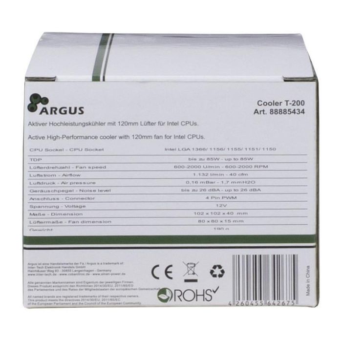 Dynatron Argus T-200 Enfriador de Procesador CPU - Compatible Intel LGA 1150/1151/1155/1156/1200/1366 - Ventilador 80mm PWM, Flujo de Aire 30.58 m³/h, TDP 85W - Negro y Naranja 2 Dynatron Argus T-200 Enfriador de Procesador CPU - Compatible Intel LGA 1150/1151/1155/1156/1200/1366 - Ventilador 80mm PWM, Flujo de Aire 30.58 m³/h, TDP 85W - Negro y Naranja 2