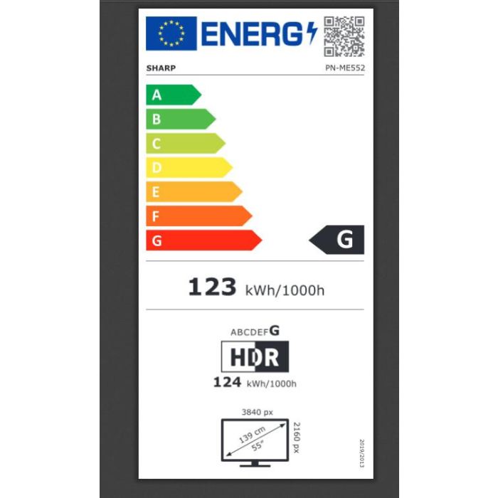 Sharp PN-ME552 55" ME-Series LFD UHD 3840x2160 450cd/m2 D-LED backlight 18/7 Android 13 8