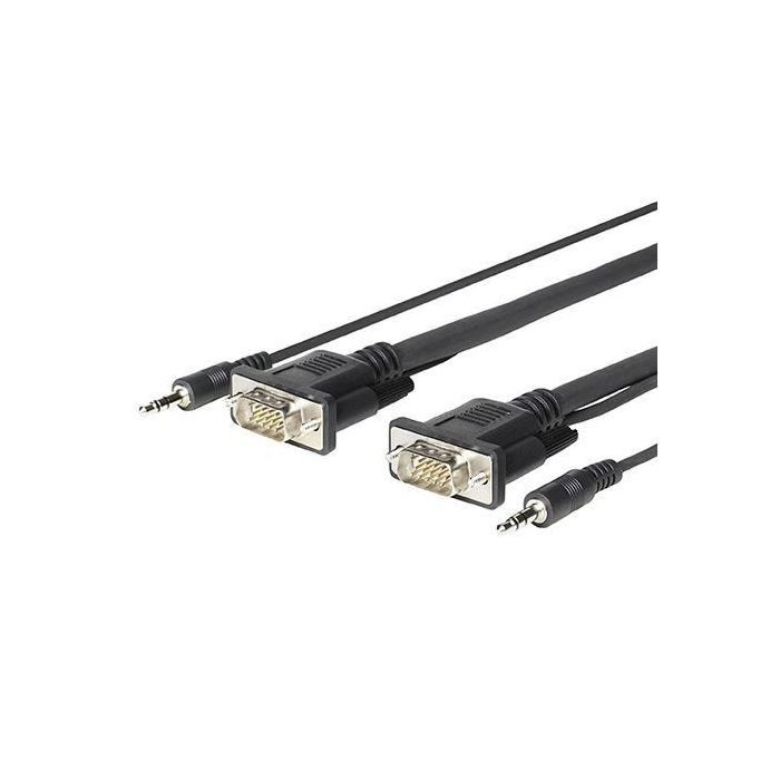 Vivolink Cable VGA Micro + Audio 3.5mm 1.8m, Conectores Micro-Moldeados, Ultra Flexible y Delgado