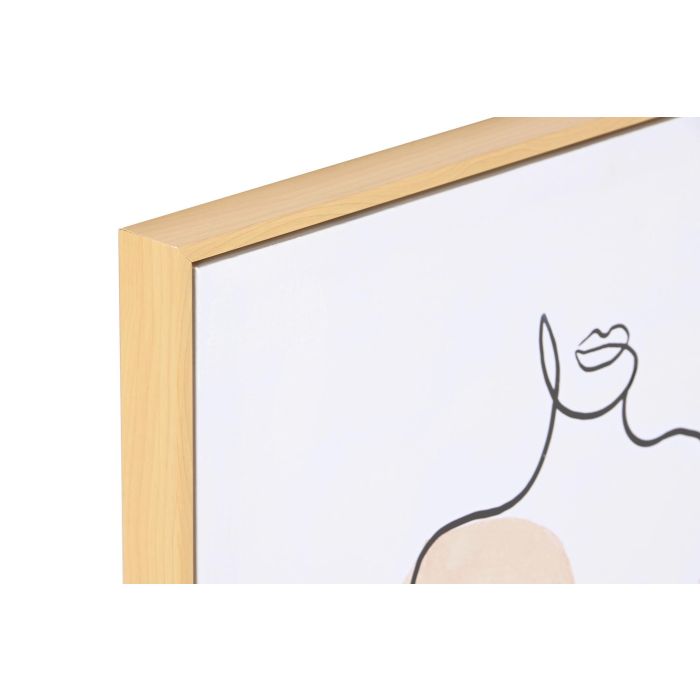 DKD Home Decor Cuadro Estilo Nórdico Mujer Abstracto Decoración Pared Blanco Beige 70x50x3.5 cm Lienzo PS Hecho a Mano (2 Unidades) 1