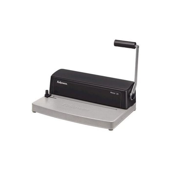Fellowes Metal 25 Encuadernadora Espiral Perfora 10 Hojas A4 y Encuaderna 450 Hojas con Paso 5:1. Base Metálica. 1 Fellowes Metal 25 Encuadernadora Espiral Perfora 10 Hojas A4 y Encuaderna 450 Hojas con Paso 5:1. Base Metálica. 1