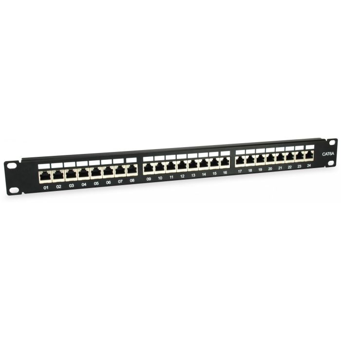 Equip Patchpanel 24x RJ45 Cat6A 19" FTP 1HE ISO/IEC schwarz