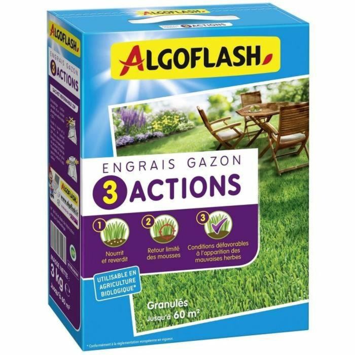 Gazon Fertilizer - Algoflash Naturasol - 3 acciones - 3 kg