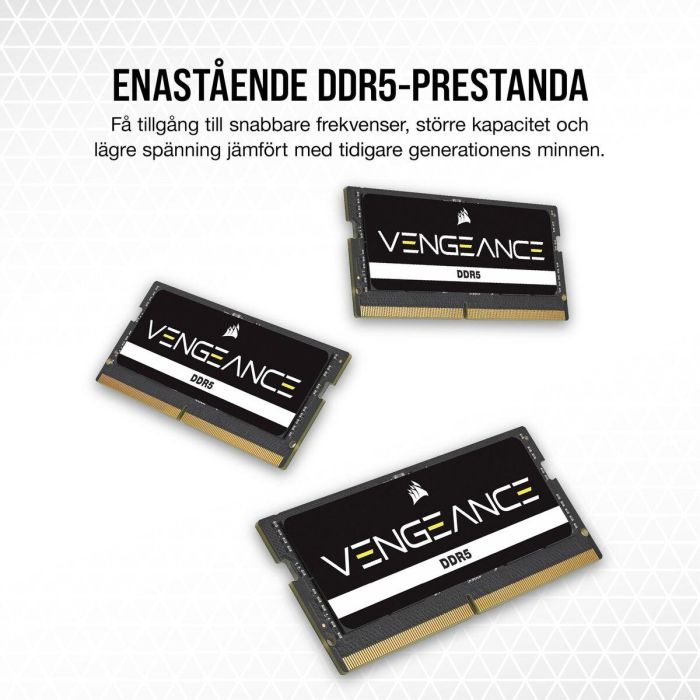 Corsair CMSX32GX5M2A5600C48 Memoria RAM 32GB (2x16GB) DDR5 5600MHz CL48 para Portátil SO-DIMM Vengeance 8 Corsair CMSX32GX5M2A5600C48 Memoria RAM 32GB (2x16GB) DDR5 5600MHz CL48 para Portátil SO-DIMM Vengeance 8