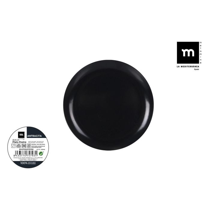 Plato Postre Melamina Antracita 20 cm - La Mediterranea (24 Unidades) Plato Postre Melamina Antracita 20 cm - La Mediterranea (24 Unidades)