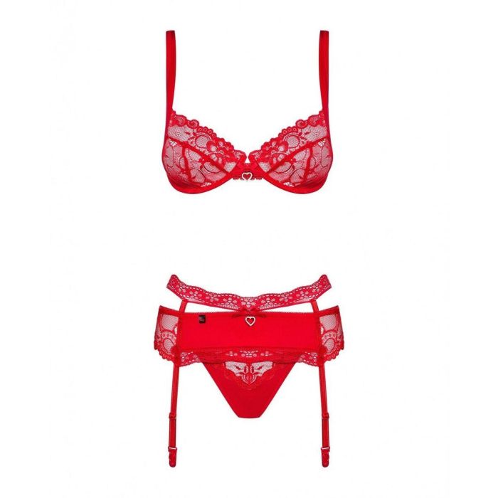 Conjunto de Lencería con Encaje Obsessive Heartina Rojo L/XL 2