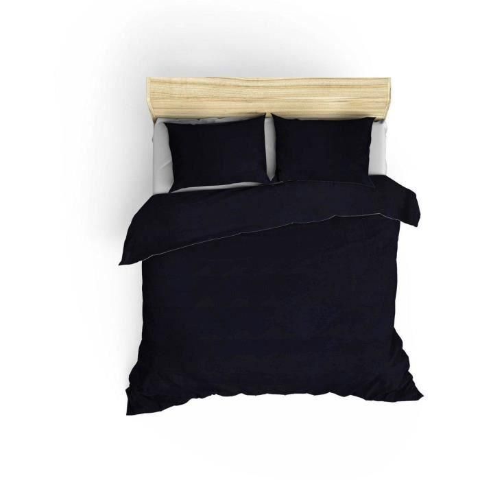 Juego de cama - 1 funda nórdica 220x240 cm + 2 fundas de almohada 60x60 cm - 100% algodón satén - Azul 1 Juego de cama - 1 funda nórdica 220x240 cm + 2 fundas de almohada 60x60 cm - 100% algodón satén - Azul 1
