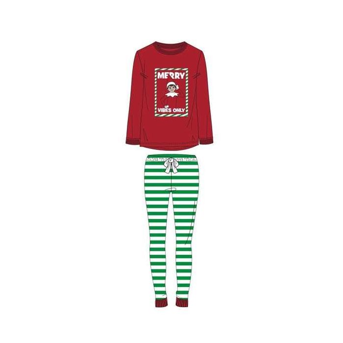 Cerdá Pijama Largo Navideño Single Jersey The Elf para Adulto Talla M Rojo