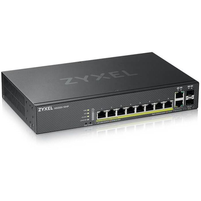 Zyxel GS2220-10HP-EU0101F Switch Gestionado L2 10 Puertos Gigabit Ethernet PoE con 2 Puertos SFP Combo, Montaje en Rack, Negro 0 Zyxel GS2220-10HP-EU0101F Switch Gestionado L2 10 Puertos Gigabit Ethernet PoE con 2 Puertos SFP Combo, Montaje en Rack, Negro 0