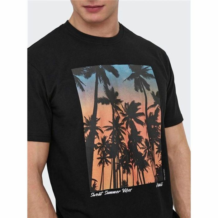 Camiseta Deportiva de Manga Corta Only & Sons Onskolton Reg Beach Negro 1